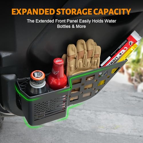 MAIKER Metal Rear Door Storage Box Compatible with 2018-2025 Jeep Wrangler JL JLU 4XE & 2020-2025 Gladiator JT, Insert Organizer Box Pockets for Replace Sagging Nets, 2PCS(Black) - size: JL/JT Rear