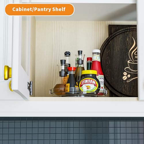 9.5" W Acrylic Clear Lazy Susan Turntable for Cabinet,Kitchen Countertop,Refrigerator and Pantry Organization Storage,1 Tier Small Spinning Organizer for Vitamin,Medicine,Spice Rack & Organization - size: 9.5"W-1Tier-1 Pack