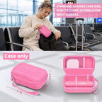 GWCASE Travel Glasses Organizer & Contact Lens Case - Adjustable Slots, Built-in Mirror, Tweezers, Solution Bottle & Hand Strap, Universal Fits Eyelasses/Sunglasses for Men & Women – Pink - color: Pink