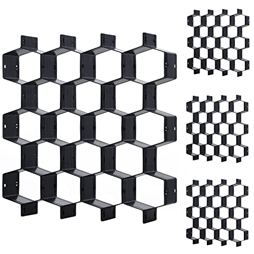Honeycomb drawer organizer and divider, underwear, socks, tie sorter, office supplies and sundry sorting 32 pieces (Black) - color: Black-4PCS