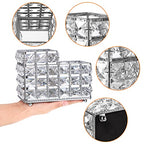 Hipiwe Crystal Remote Control & Makeup Brush Organizer - 2-Slot Silver Tabletop Pen & Pencil Storage Holder for Office & Bathroom - style: 2-Slot, Silver