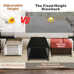 2Pack Under Bed Storage with Wheels,9.5"-12"Tall Adjustable Height Underbed Storage,Deep Under Bed Storage Containers,Rolling Under Bed Clothes Storage,Metal Under Bed Drawers for Shoes,Blankets,Toys - size: Height 9.5"-12"