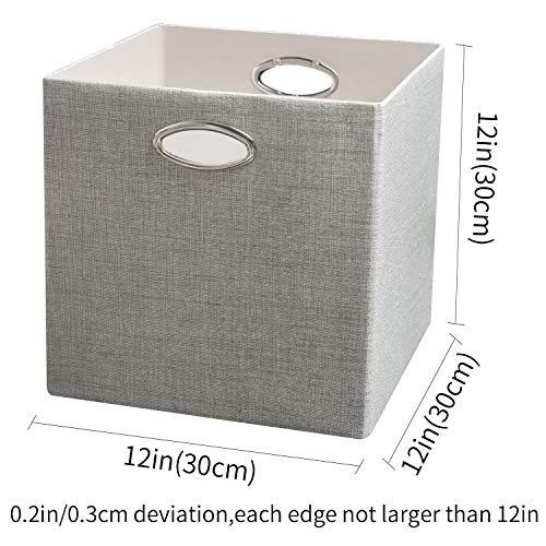 Posprica Storage Cubes, 12×12 Collapsible Storage Basket Bins,Heavy Duty Fabric Containers, 4pcs, Sliver Grey - color: Silver Grey, size: 12×12×12/4pcs