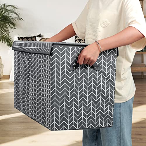 Mayniu Large Toy Box Chest Storage Bins with Lid, Toys Organizers Storage Boxes Basket with Sturdy Handles for Boys, Girls, Living Room,Nursery, Playroom, Bedroom (Grey) - color: Large Grey