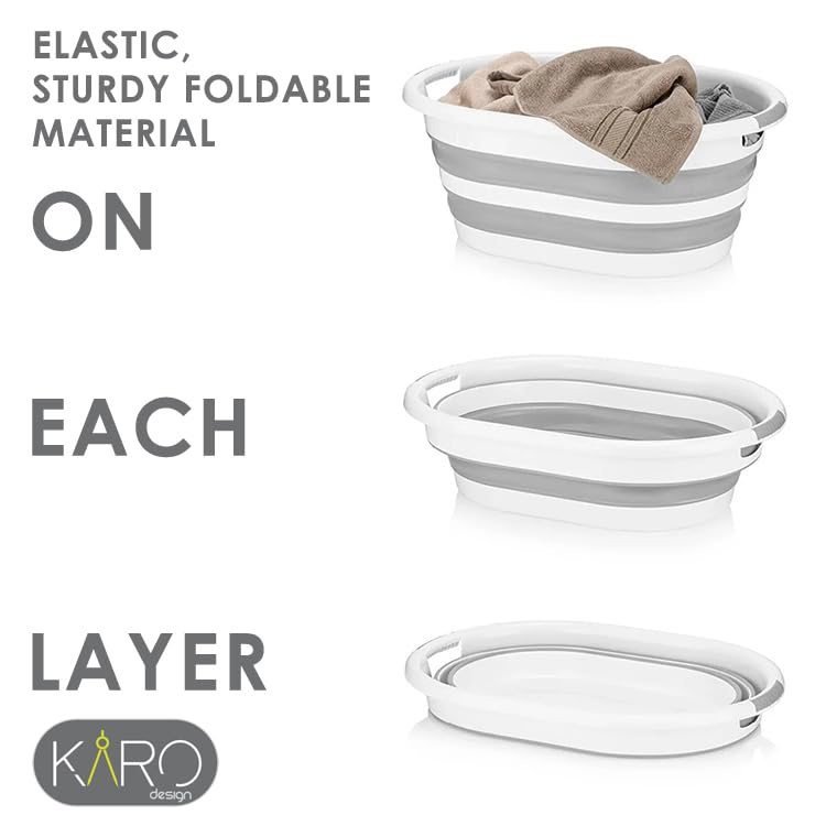 KARO DAILY - Collapsible Foldable Multi-Functional Laundry Basket – Durable & Sturdy Plastic Storage Bin, Space-Saving Organizer for Laundry, Groceries, Camping & Travel