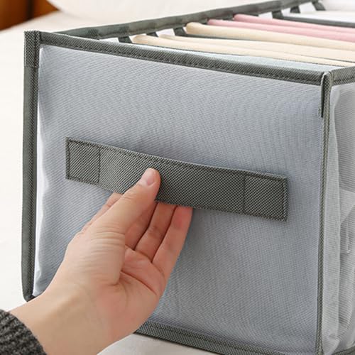 7 Grid Foldable Clothes Organizer Box for Closet Storage Fabric Drawer Divider Jeans TShirts and Daily Wardrobe Organization - color: Gray