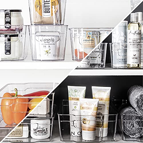 BINO | Stackable Storage Bins, X-Large - 4 Pack | THE STACKER COLLECTION | Clear Plastic Storage Bins | Organization Containers for Pantry & Fridge | Multi-Use Organizer Bin | BPA-Free - size: 4PK - X-Large