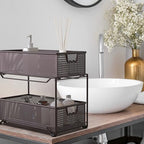 Deco Brothers 2 Tier Bathroom Storage Organizer with Pull-Out Drawer, Bronze - color: Bronze