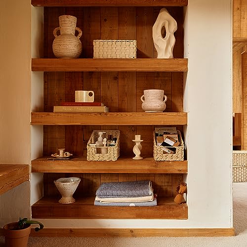 GRANNY SAYS Wicker Basket with Handles, Trapezoid Decorative Baskets, Woven Storage Baskets for Shelves, Nature, 2-Pack Wovenbaskets-TB5 Medium - color: Natural, size: 2x 10¼"D x 7½"W x 7¼"H