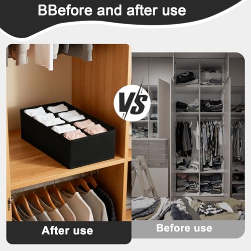 1 Pcs Drawer Organizer Storage Box for Underwear Socks Closet Divider for Wardrobe Dresser Vanity Space Saving Use(8-Grid Black) - color: Black-4, size: Medium