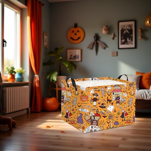 HIYAGON Rectangular Halloween Basket for Boys and Girls Kids Trick or Treat Pumpkin Basket for Halloween Parties Cute Storage Bin Organizer Box Room Decor(Pirate Halloween) - color: Pirate Halloween