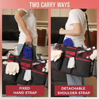 SCAVATA Wearable Cleaning Caddy, Cleaning Caddy Supplies Organizer with Handle & Shoulder Straps for Housekeepers, Under Sink & Car Cleaning Tool Organizers Bag with 4 Foldable Divider (Wine) - color: Wine