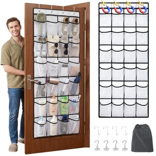 Magnetic Cruise Organizer, Over The Door Organizer for Cruise Ships with 24 Large Clear Pockets, Magnetic Shoe Rack for Door, Hanging Door Organizers for Cabin Cruise Essentials 2026（ 56.7" x 21.2"）