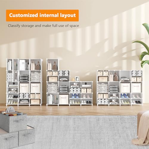 AWTATOS Cube Storage Organizer Closet Storage 12 Cube Shelves, Large and Small Cubes, DIY Portable Closet Clothes Storage Shelfs for Home, Bedroom, White - color: White