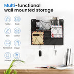 Patvingot Magnetic File Holder for Refrigerator & Cabinets | No-Drill Wall Mount Organizer | 3-Tier Vertical Mail & Magazine Holder for Office/Home (Black, Space-Saving Design)