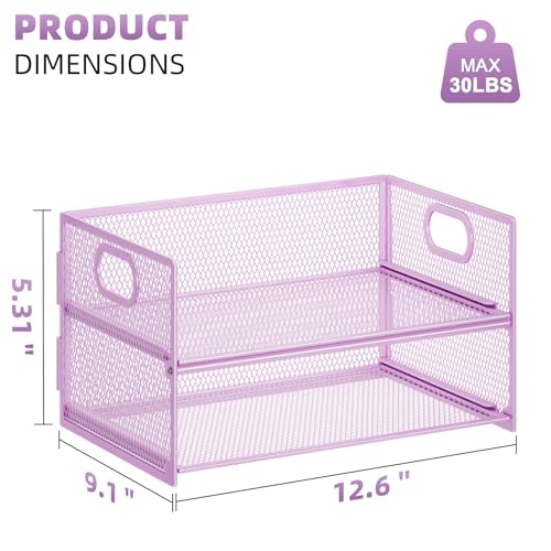 Marbrasse 2 Tier Paper Organizer Letter Tray, Mesh File Organizer with Handle, Paper Sorter Desk Organizer for Home Office Supplies - 2P Purple - color: 2p Purple