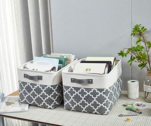 DECOMOMO Grey Storage Bins Fabric Storage Baskets for Shelves, Linen Closet Organization Toys Nursery (Grey Patterns, Large - 3 Pack) - color: Grey Pattern and White, size: Large/3P