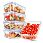 NutriChef 10 Piece Glass Food Storage Containers with Lids – 30 oz Meal Prep Containers Reusable – Airtight Glass Lunch Containers for Food Storage – Freezer to Oven Safe - Blue - color: Blue