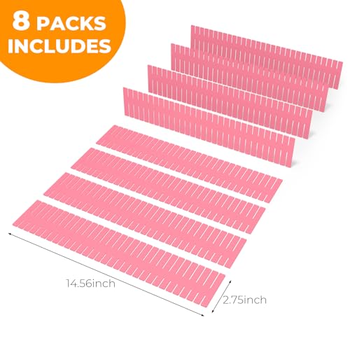 ALBAD Plastic Drawer Dividers Adjustable Drawer Organizer Dividers Separator for Tidying Clutter/Cutlery/Underwear/Socks/Clothes/Dresses/Boxes/Bins in Kitchen Bathroom Bedroom Office (8) - color: Pink, size: 8