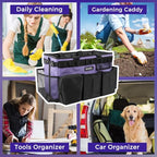 SCAVATA Wearable Cleaning Caddy Bag, Cleaning Caddy Supplies Organizer with Handle & Shoulder Straps for Housekeepers, Under Sink & Car Cleaning Tool Organizers with 4 Foldable Divider (Purple) - color: Purple
