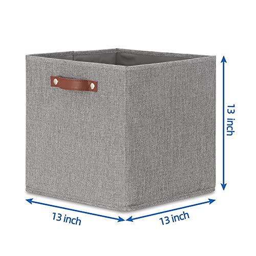 Temary Fabric Storage Cubes - 13 x 13 Collapsible Bins with Handles for Home Organization (Gray) - color: Grey, size: 13×13×13