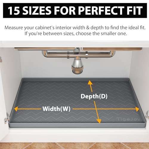 TigeJoy 34" x 19" Under Sink Mats for Kitchen Waterproof, Leak-Proof Silicone Mat Sink Protector and Cabinet Liner, Kitchen Essentials Organizer and Storage, Boot or Shoe Tray, Pet Feeding Mat - color: Beige, size: 19"W x 34"L