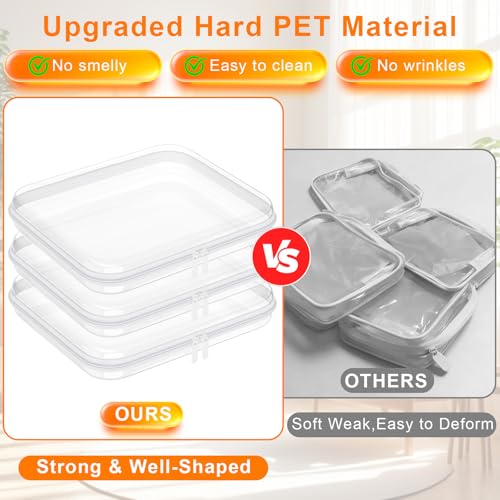 3PCS Clear Hard Shell Zipper Case,Toy Organizers and Storage Box,Clear Toiletry Cosmetic Case,Travel Makeup Bags,Diaper Bag Organizer,Pencil Case,Large Stackable Portable Zipper Pouches 13.8*11.8*2 IN - size: L