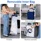 efluky Laundry Hamper with Lid, Trio Laundry Hamper with 3 Removable Bags, 3 Section Laundry Basket with Bamboo Handles for Bathroom, Bedroom & Laundry Room, 160L Blue - color: Blue, size: 160L Trio