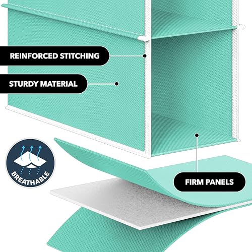 Simple Houseware 10 Shelves Hanging Shoes Organizer Holder for Closet, Turquoise - color: Turquoise, size: 1-Pack