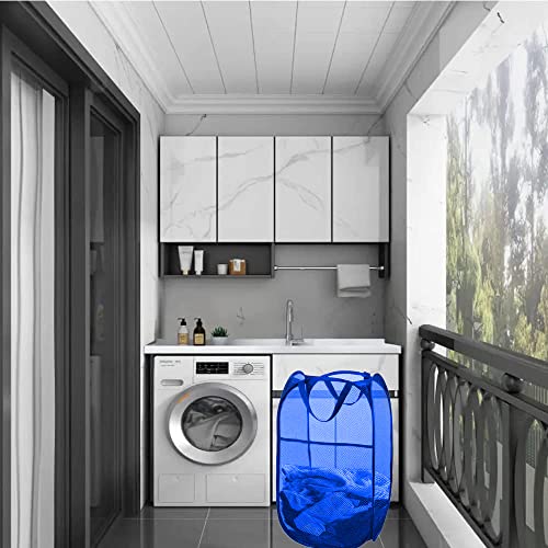 Larpur Mesh Laundry Basket, Pop up Laundry Hamper with Handles, Collapsible Clothes Basket for Travel, College, Dorm, Royal Blue - color: Royal Blue