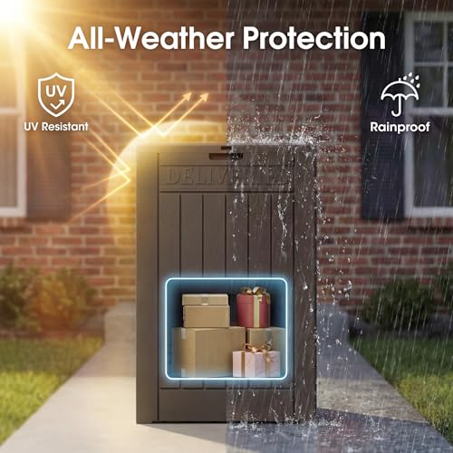 Greesum 52 Gallon Extra Large Deck Box with Lock, Heavy-Duty Resin Outdoor Storage Container, Waterproof Lockable Chest for Patio Furniture, Garden Tools, Pool Equipment, Dark Brown - color: Dark Brown, size: 52 Gallon