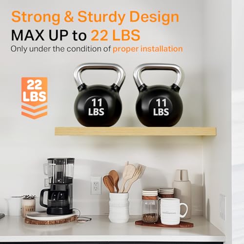 BAYKA Floating Shelves for Wall, Wall Mounted Rustic Wood Shelves for Bathroom, Bedroom, Living Room, Kitchen,Small Hanging Shelf for Books/Storage/Room Decor (Light Oak-Toned, Set of 3, 15.7in) - color: G. Oak-toned - Mid-century Revival Style, size: 15.