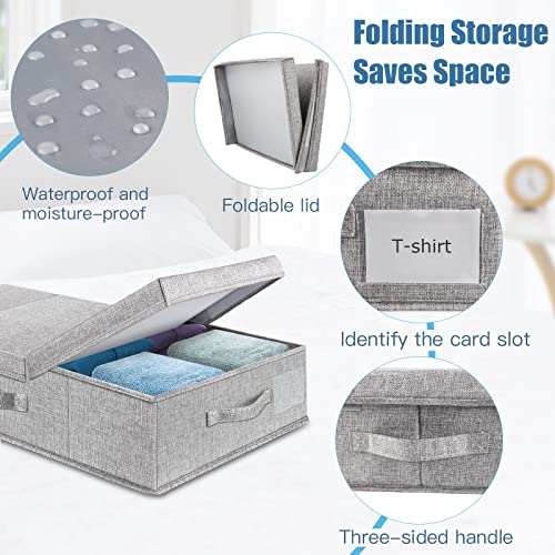 Supowin Underbed Storage Containers Bin with Lids, Large Under Bed Storage Organizer Box with Handle, Foldable Under the Storage Bags for Organizing Clothes, Shoes, Blankets, Pillows - color: A-Grey