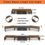 WESTREE Triple Dual Monitor Stand Riser with Drawer,Extra Large Adjustable for 2~3 Monitors,Solt for Phone & Tablet, Desktop Organizer Stand for Computer,Laptop,Printer,TV - size: Large-brown