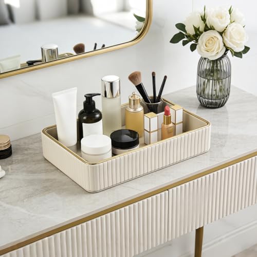 PU Leather Valet Tray,Desk Organizer Tray Nightstand Organizer Trinket Dish Storage Key Bowl Decorative Trays for Phone Wallet Jewelry Watch,Bathroom Bedroom Perfume Vanity Trays,Beige - color: Beige