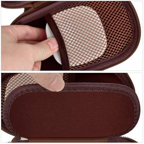 Portable 2 in 1 Contact Lens Case and Glasses Case, Traveling Contact Cases Bag Box Holder with Soak Storage Kit Included Built-in Mirror, Tweezer, Contact Lens Solution Bottle and Hand Strap-Brown - color: Brown