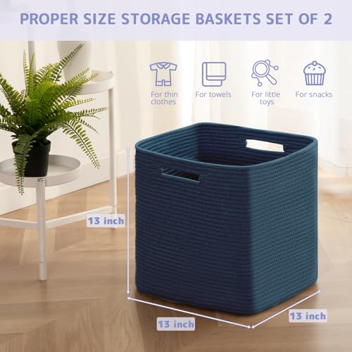 OIAHOMY Storage Cubes, 13 Inch Cube Storage Organizer, Collapsible Storage Bins, Baskets for Organizing, Storage Bins for Shelves-Blue, 2-PACK - color: Blue, size: 2Pcs-13*13*13inch