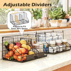 2 Tier Pantry Organizers and Storage Shelf, Stackable Can Organizer for Canned Food and Goods, Metal Wire Rack with 4 Adjustable Dividers Holds 60+ Cans for Under Cabinet Countertop