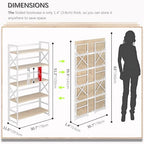 4NM Extra Wide 5 Tiers No Assembly Book Shelves, 51.2" H Folding Bookshelf Bookcase Open Industrial Foldable Shelves for Bedroom, Living Room, Home Office - Natural White - color: Natural White, size: Wide XX 5-Tier