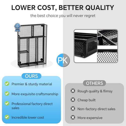 Desk Drawer Organizer, Office Drawer Divider Organizer Tray with 6 Compartments, Metal Mesh Desktop Organization and Accessories for Stationery Makeup Kitchen Toolroom School ＆Office, 12.6x8.27x1.6 in - size: Large-2 Pack