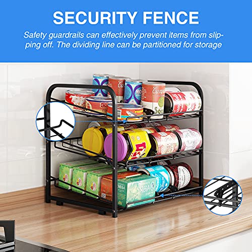 AIYAKA Can Rack Organizer, 3 Tier Stackable Can Storage Dispenser,for Food Storage, Kitchen or Pantry, Storage for 36 Cans, Black - color: Black