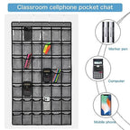 SAVERHO 42 Pocket Classroom Pocket Chart for Cell Phones and Calculator,Clear Cellphone Pocket Chart for Classroom with Number Sticker and hooks (Grey-42 Pockets) - color: Grey-1pack of 42pockets