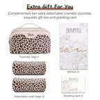 Travel Makeup Bags Organizer for Women: 3 Pcs Set Cosmetic Bag - Large Make up Bag with Compartments - Flat Open Waterproof Leather Toiletry Bags for Skincare, Brushes & Travel Essentials - Beige - color: 02-Beige