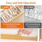 Lifewit 2.36" High 5 Pack Bamboo Drawer Dividers, 14.2-22" Expandable Kitchen Drawer Dividers, Adjustable Drawer Dividers for Clothes, Drawer Separators for Dresser, Kitchen, Bedroom, Bathroom