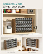 NESAPTO Spice Rack Organizer for Cabinet, Wooden 4 Tier Vertical Seasoning Organizers for Kitchen Pantry, Countertop/Wall Mount, Holds 32 Spice Jars (No Jars Included), 15.7" W × 9.4" H - size: Holds 32 Jars, 15.7"W × 9.4"H