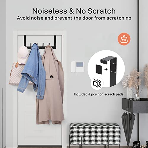 Optish Over The Door Hooks, Door Hanger Hooks for Hanging, Over The Doors Towel Racks for Bathroom with 12 Coat Hook, Coat Rack Bathroom Accessories（2 Pack, Black） - color: Black, size: 2 Pack-12 Hooks
