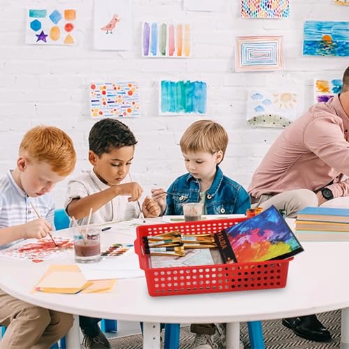 6-Pack Stackable Paper Trays with Handles, Modern Desktop Organizer for A4 Documents, Homework Turn-in Bins for Classroom & Office Use (Rainbow) - color: Rainbow
