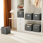 MAX Houser Fabric Storage Bins Cubes Baskets Containers with Dual Plastic Handles for Home Closet Bedroom Drawers Organizers (Cattail Gray) - color: 11 ashy