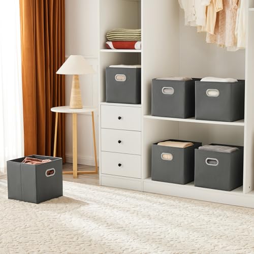 MAX Houser Fabric Storage Bins Cubes Baskets Containers with Dual Plastic Handles for Home Closet Bedroom Drawers Organizers (Cattail Gray) - color: 11 ashy