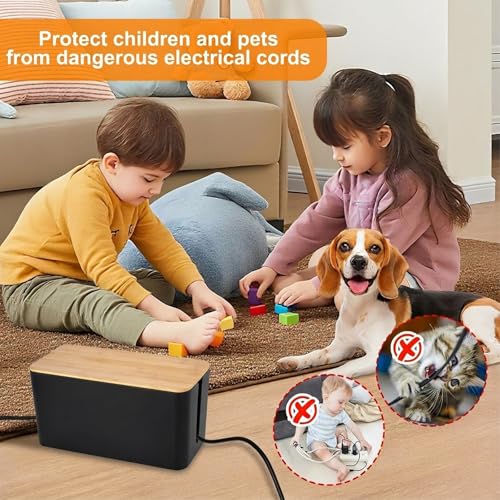 Cable Management Cord Cover Wire Hider Box Concealer Organizer Protector System for Home Theater Entertainment Center Office School (Wood Black) - color: Wood Black